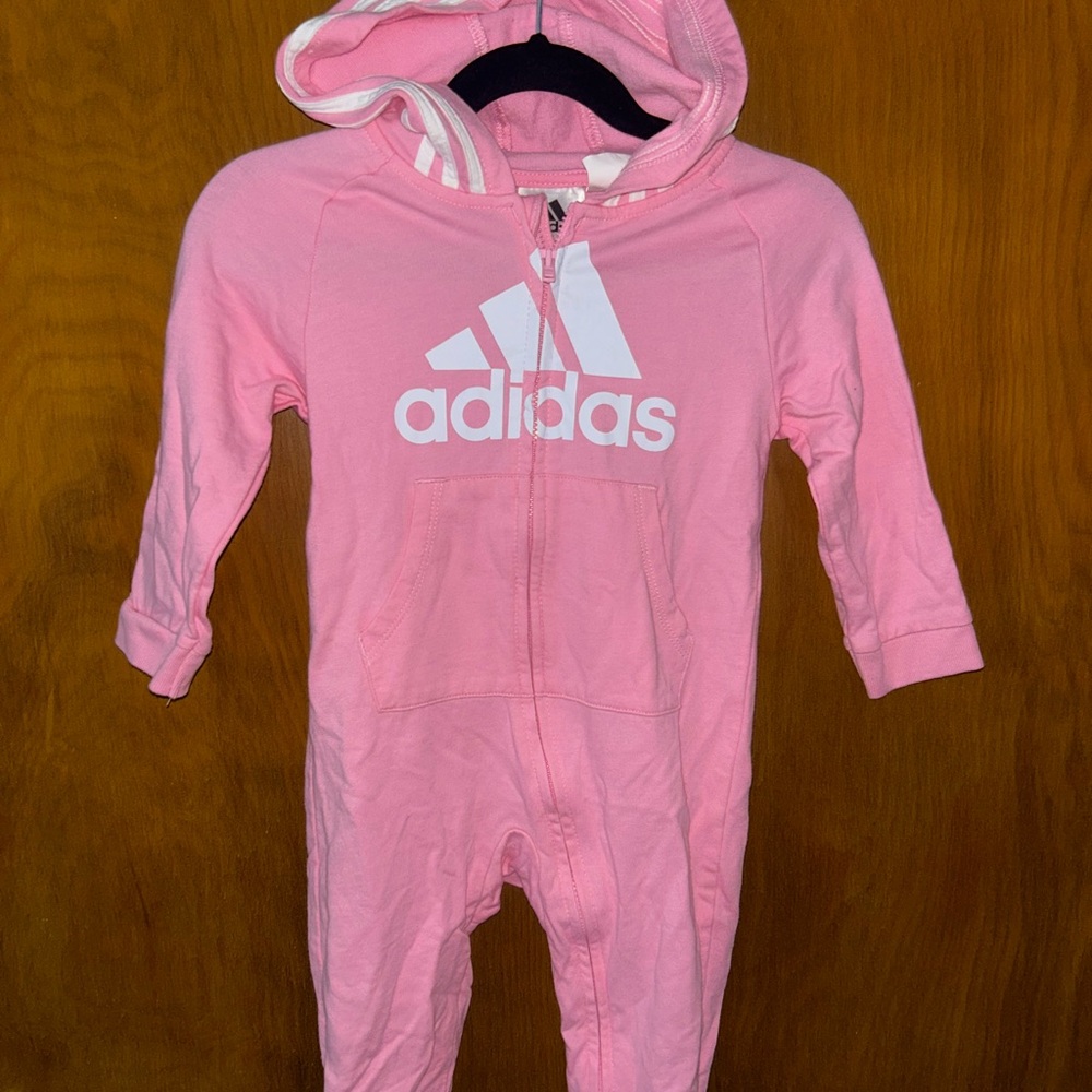Adidas Kids Pink Hooded Footie